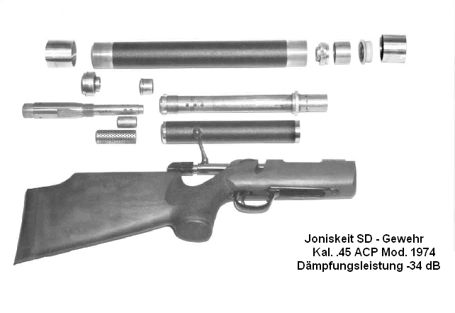 Joniskeit SD - Gewehr        
Kal. .45 ACP Mod. 1974 
Dmpfungsleistung -34 dB