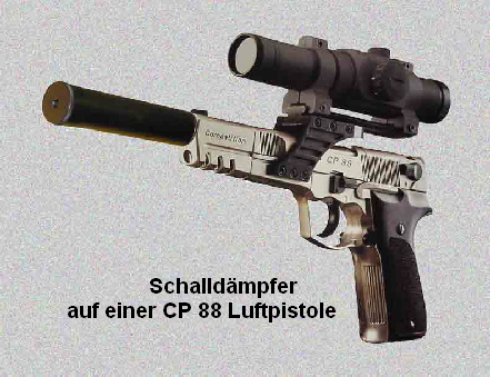 Schalldmpfer 
            auf einer CP 88 Luftpistole